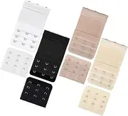 [Bighan] 8 PCS Bra Extenders 3 Hook 3 Rows Set White, Black, Beige, Skin Color, Soft and Comfortable Bra Strap Extension