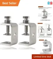 Heavy Duty Stainless Steel C Clamps 1.5" Mini Desk Mounting U Clamps (2pcs)