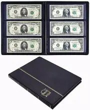 Leather 60-Pocket Dollar Bill Holders for Collectors Paper Money Album Curren...