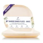 High End Disposable Dinner Plates 10 inch, White Wedding Party Set, 50 Pack