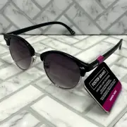 NWT Foster Grant Sunglasses FLG 22 38 BLK Clubmaster Black Round Lens Fashion