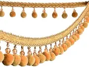 BXFGJCHH, Beads Hanging Ball Tassel,Fringe Trimming, 2 Meters Pompom Trim Braid Hanging Ball Tassel Fringe Ribbon Lace Fabric DIY Upholstery Sofa Curtain Blu,Tassel Decoration(Oranje)