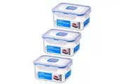 3x Locknlock 470ml Airtight Classic Rectangle Food Storage Container Short Clear