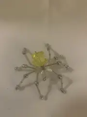 Handmade Beaded Wire 2 inch YELLOW SPIDER Halloween Christmas Decoration