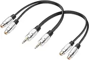 JSADZKJ 2PCS 3.5mm to Dual RCA Audio Cable,3.5mm Male to 2RCA Female Y-Splitter Audio Cable,1/8 to 2 RCA Stereo Audio Cable for Smartphone/MP3/Laptop-9.8in(3.5MM M to 2RCA F)