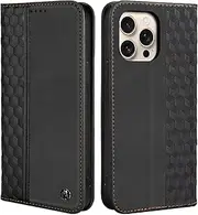 Case for iPhone 16 Pro Max, Shockproof PU Leather Flip Folio Cover with Card Slots, Magnetic Wallet Case for iPhone 16 Pro Max, Black