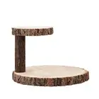 6 pcs 8" tall Brown 2 Tiers Round Natural Wooden Cake Stand Dessert Server Party