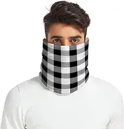 [Caihoyu] Winter Fleece Neck Warmer Scarf for Women Men Thermal Thick Warm Fleece Lined Winter Fleece Neck Warmer Face Cold Weather Running Plaid Black White, Multicolor