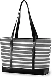 Gray Horizontal Stripes Large Capacity briefcase for women with zipper tote bag with zipper for flight with tablet bolsos para mujeres, Gray Horizontal Stripes, 1 size