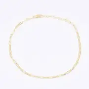 3.4mm Paperclip Link Chain Ankle Anklet 14K Yellow Gold-Plated Silver 925 9+1"