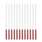 12pcs Kebob Skewers 43.5cmx7mmx2mm Stainless Steel Flat Sticks with Wood Handle