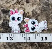 5 qty Planar Resin Flatback Hair Bow Center 1184255 White Kitty Cat kitten