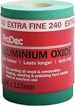 10m Roll 240 Grit Extra Fine Grade Green Aluminium Oxide Abrasive Sanding Paper for Sanding Wood, Paint, Plaster, Filler, Metal and More, 115mm Wide Sandpaper Compatible with Machine Sanders