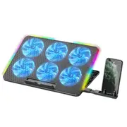 Portable Gaming Laptop Cooling Pad 6 Powerful Fan Table Stand Cooler with Phone Holder