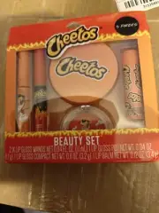 WN10-Cheetos 5 Piece Beauty Set 2 Lip Gloss Wands, I Lip Gloss Pot &Lip Balm
