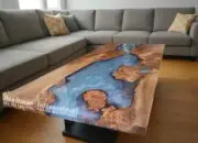 Blue Epoxy Dining Table, Epoxy Resin table, Live Edge table, Live edge table top