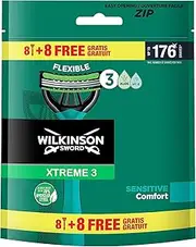 Wilkinson Sword Xtreme 3 Sensitive Disposable Razor with Lubricating Strips of Vitamin E and Aloe Vera, Ideal for Care and Smoothness of the Face