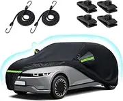 Car Cover for 2022-2023 Hyundai Ioniq 5, Waterproof All Weather Rain Sun UV Protection Heavy Duty Full Car Cover with Charge Port Opening & Windproof Straps for Hyundai Ioniq 5-Black