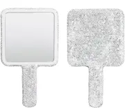 Sparkling Rhinestone Square Shaped Handheld Mirror Square Mirror Cosmetic Hand M