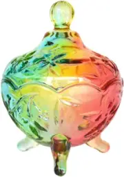 Royal Rainbow Embossed Crystal Footed Apothecary Jar Candy Jar with Lid,Clear Gl