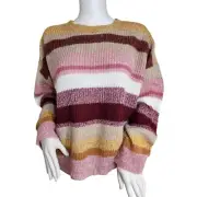 Sanctuary Women's Sweater Size L Blur the Lines Striped Crewneck Pullover 29