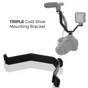 6" Photo Studio Flash Bracket Aluminum V-shape Triple 3 Cold Shoe Mounting New