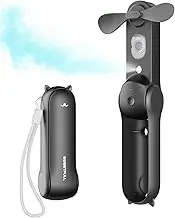 SWEETFULL Misting Handheld Personal Fan, Rechargeable Mini Spray Water Mist, Portable for Kids Women, Travel, Outdoors, Hiking, Camping, Home Office (Black)