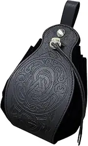Hellery Drawstring Pouch Waist Bag for Cosplay Events Men Women, Black Dragon and Ball, as described