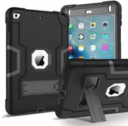 For Apple iPad Mini 1 /2 /3 inch Hybrid Fancy Shockproof Heavy Duty Kickstand Case Cover (Black)