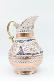 Authentic Handmade Handcarved Copper Turkish Pitcher Ewer ibrik 25cm 9.8in WHITE