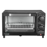 4 Slice Toaster Oven with 3 Settings, Includes Baking Rack and Pan, Black, New