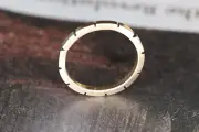 Brass Solid Hand Carved Ring Gold band Size 10.5 Gears Golden Stacking Rings