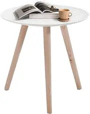 LEVEDE Round Side Table, Small End Table, Modern Coffee Tables, 3 Legged Bedside Table, Corner Plant Stand for Living Room, Bedroom, Office, Balcony, Cafe (49 x 48cm, White)