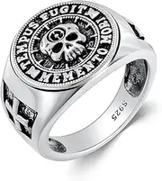 [PROESS] Memento Mori Ring 925 Sterling Silver Skull Ring Memento Mori Jewelry Gifts for Men Father Husband for Christmas Birthday