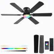 56 inch Ceiling Fans with Lights, Black Flush Mount Ceiling Fan with Light an...