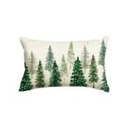 Christmas Trees Green Throw Pillow Cover, 12 x 20 Inch Winter Holiday Cushion