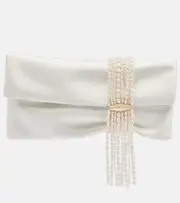 [Jimmy Choo] Jimmy Choo Zandra embellished satin clutch One Size white