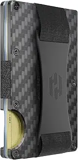 [Hayvenhurst] Wallet For Men - Reinvented Design Men's Wallet - Slim, Minimalistic & Seamless, Blocks RFID Scanners with a Cash Strap (Carbon Fiber), Carbon Fiber
