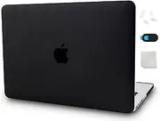 KEC Laptop Case for MacBook Italian Leather Case Cover Black Black Leather A1990/A1707 Mac Pro 15" 2019/18/17/16