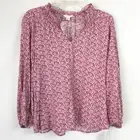 Caslon Nordstrom Womens Small Top Boho Peasant Cottage Mauve Purple Floral Blous