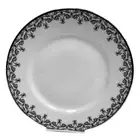 10.75" Bone Сhina Dinner Plates with Black Swirl Pattern on White Background