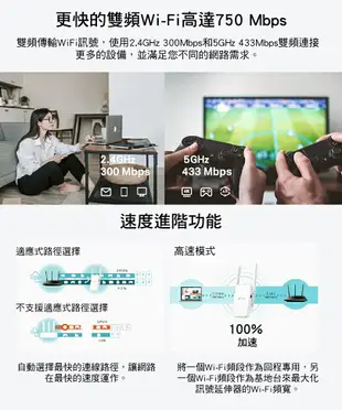 (可詢問客訂)TP-Link RE215 AC750 OneMesh 雙頻無線網路WiFi訊號延伸器/強波器