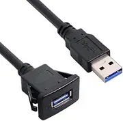 Cablecc 1m Waterproof USB 3.0 Extension Latch Mount Car AUX Cable for Dashboard Panel (Single USB 3.0)
