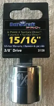 Duracraft Pro 3/8 Inch Drive 6 Point 15/16 Inch Standard Shallow Socket - NEW!!!