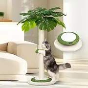 Cat Scratching Post With Hanging Ball - 35 Inches Tall Sisal Rope Post for Indoor Large Cats and Kittens