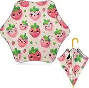 [ODAWA] Uv Blocker Umbrella Cute Strawberries Pink Kids Umbrellas, J Handle Golf Umbrellas
