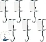 Binxus 6 Pcs Handbag Hook for Table, Backpack Hook, Purse Hanger for Desk, Shelf Hook, Table Hooks for Portable Bag Gaming Headphones Clothes (Silver)