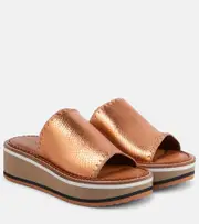 [Clergerie] Clergerie Fast snake-effect metallic leather platform slides AU 5.5 metallic