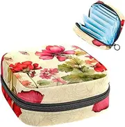 Period Bag,Sanitary Napkin Storage Bag,Vintage Summer Vintage Flowers,Tampon Holder for Purse