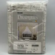 Set 2 Vtg Sears Tweed Keri Pinch-Pleated Draperies Royal Smoke Wihte Gray 54"